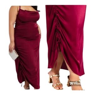 Ashley Stewart Stunning Satin Slip cowl neck dress. Wine color. Size 22/24